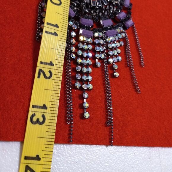 BCBGeneration Statement Black chain Dark & Light Rhinestones Necklace - Picture 5 of 8